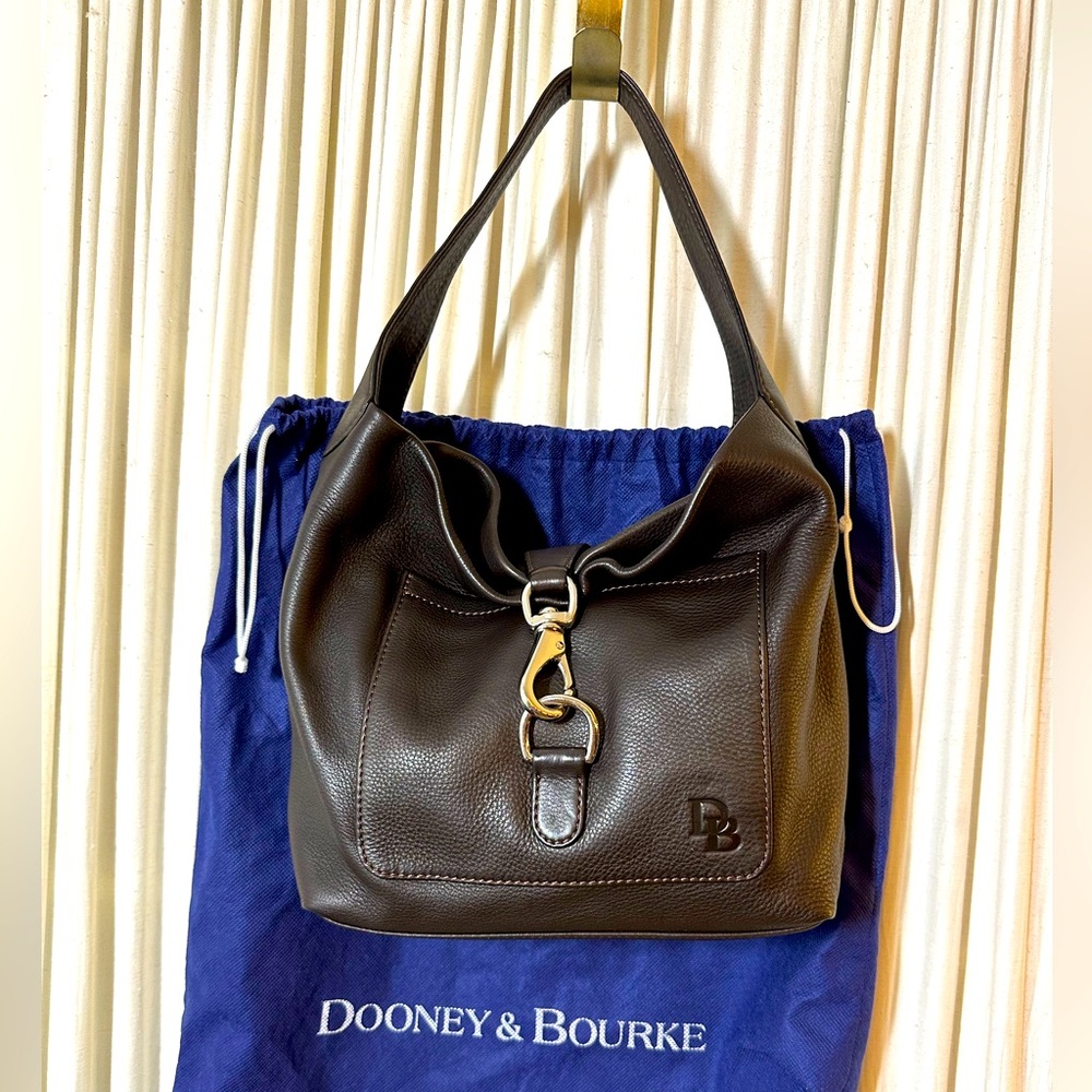 Dooney and Bourke Florentine Logo Lock Shoulder Bag; Dark Brown